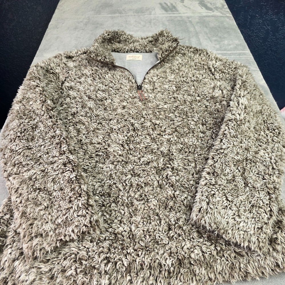 Weatherproof Vintage Adult Gray Sherpa Fleece 1/4 Zip Mock Neck Pullover Sz M